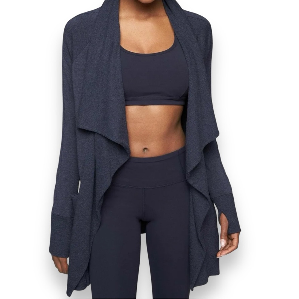 Athleta Studio Wrap Cardigan In Navy Size Xl Tall Gem